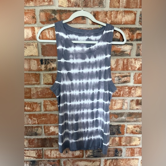 Aerie White and Gray Tie-Dye Sleeveless Tank Top - Picture 1 of 8